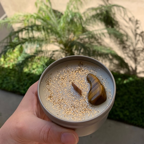Handmade Soy Wax Candle with Tigers Eye Crystal - Picture 9 of 10